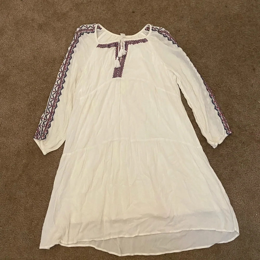 old navy summer dresses on sale Drawstring Fleece 3/4 Beach Dress Buttery Soft Women's Size XL seam pockets smocked back seamed waist fitted at top with a flared skirt hits at thigh models are approx Old Navy | Dresses |